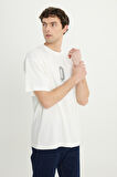%100 Pamuk Oversize Fit Rahat Kesim Bisiklet Yaka Baskılı Tişört