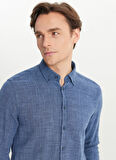 Altınyıldız Classics Slim Fit Düğmeli Yaka Lacivert Erkek Gömlek ACE020252165_LAC