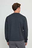 Standart Fit Normal Kesim 2 İplik Recycle Pamuklu Bisiklet Yaka Sweatshirt