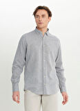 Altınyıldız Classics Comfort Fit Düğmeli Yaka Gri Erkek Gömlek ACE020252163_GRI
