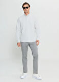 Altınyıldız Classics Comfort Fit Düğmeli Yaka Gri - Beyaz Erkek Gömlek ACE020252227_GBY