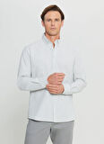 Altınyıldız Classics Comfort Fit Düğmeli Yaka Gri - Beyaz Erkek Gömlek ACE020252227_GBY