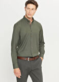 Altınyıldız Classics Slim Fit Düğmeli Yaka Haki Erkek Gömlek ACE020261467_HAK