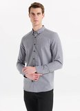 Altınyıldız Classics Gri Erkek Düğmeli Slim Fit Melanj Gömlek ACE020261519_GRI