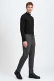Slim Fit Dar Kesim Beli Bağlamalı Yan Cepli Diagonal Desenli Esnek Casual Pantolon