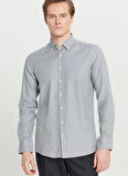 Altınyıldız Classics Slim Fit Düğmeli Yaka Gri Erkek Gömlek ACE020261321_GRI