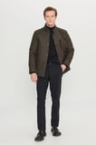 Standart Fit Normal Kesim Dik Yaka Yan Cepli Desenli Overcoat