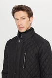 Standart Fit Normal Kesim Dik Yaka Yan Cepli Desenli Overcoat
