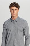 %100 Pamuk Slim Fit Dar Kesim Düğmeli Yaka Diagonal Desenli Flanel Gömlek