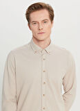 Altınyıldız Classics Slim Fit Düğmeli Yaka Bej Erkek Gömlek ACE020261468_BEJ