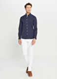 Altınyıldız Classics Comfort Fit Düğmeli Yaka Lacivert Erkek Gömlek ACE020261370_LAC