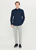 Altınyıldız Classics Slim Fit Düğmeli Yaka Lacivert Erkek Gömlek ACE020261469_LAC