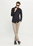 Altınyıldız Classics Slim Fit Düğmeli Yaka Siyah Erkek Gömlek ACE020261468_SYH