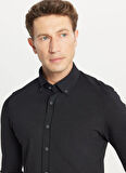 Altınyıldız Classics Slim Fit Düğmeli Yaka Siyah Erkek Gömlek ACE020261468_SYH