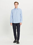 Altınyıldız Classics Tailored Fit Klasik Yaka Mavi - Beyaz Erkek Gömlek ACE020261602_MVB