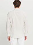 Altınyıldız Classics Tailored Fit Düğmeli Yaka Beyaz - Bej Erkek Gömlek ACE020261596_BJZ