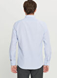 Altınyıldız Classics Tailored Fit Düğmeli Yaka Beyaz - Mavi Erkek Gömlek ACE020261596_BZM