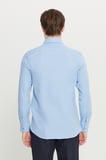 Pamuklu Oxford Tailored Slim Fit Dar Kesim Küçük İtalyan Yaka Armürlü Gömlek