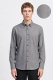 Pamuklu Slim Fit Dar Kesim Düğmeli Yaka Diagonal Desenli Flanel Gömlek