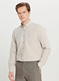 Altınyıldız Classics Slim Fit Düğmeli Yaka Bej Erkek Gömlek ACE020261519_BEJ