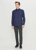 Altınyıldız Classics Slim Fit Düğmeli Yaka Lacivert Erkek Gömlek ACE020261519_LAC