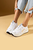 Pembe Potin Kalın Poli Taban Bağcıklı Kadın Rahat Sneaker 36-140-24Queen
