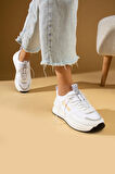Pembe Potin Kalın Poli Taban Bağcıklı Kadın Rahat Sneaker 36-140-24Queen