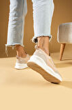 Pembe Potin Kalın Poli Taban Bağcıklı Kadın Rahat Sneaker 36-140-24Queen