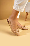 Pembe Potin Fiyonk Detaylı İnce Taban Comfort Kadın Babet 64-749-24