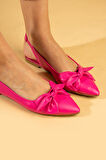 Pembe Potin Fiyonk Detaylı İnce Taban Comfort Kadın Babet 64-749-24