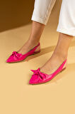 Pembe Potin Fiyonk Detaylı İnce Taban Comfort Kadın Babet 64-749-24