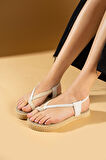 Pembe Potin Comfort Hasır Taban Parmak Arası Kadın Sandalet 68-104-24