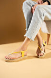 Pembe Potin Comfort Hasır Taban Parmak Arası Kadın Sandalet 68-104-24