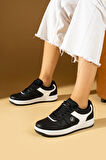 Pembe Potin Bağcıklı Ortopedik Kaymaz Kırılmaz Taban Konforlu Kadın Sneakers 001-2100-Sbeyaz