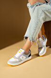 Pembe Potin Bağcıklı Ortopedik Kaymaz Kırılmaz Taban Konforlu Kadın Sneakers 001-2100-Mlila