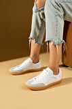 Pembe Potin Dikiş Detaylı Rahat Taban Bağcıklı Kadın Sneakers 001-1007-24Z