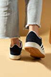 Pembe Potin Kalın Bağcıklı Şerit Detaylı Rahat Taban Kadın Sneakers 001-3458-25Beyaz