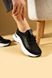 Pembe Potin Taş Detaylı Bağcıklı Triko Rahat Taban Kadın Sneakers 36-871-25