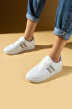 Pembe Potin Şerit Detaylı Bağcıklı Rahat Taban Kadın Sneakers 001-1004-24BVizon