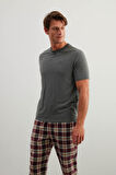 Erkek Pamuklu Kısa Kollu Pijama Üstü