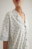 Kadın Pamuklu Gömlek Yaka Pijama Üstü