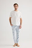 Erkek Pamuklu Kısa Kollu Uzun Pijama Takımı
