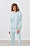 Kadın Pamuklu Yıkamalı Üç İplik Uzun Kollu Sweatshirt