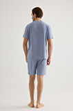 Erkek Pamuklu Kısa Kollu Şortlu Pijama Takımı