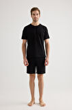 Erkek Pamuklu Kısa Kollu Şortlu Pijama Takımı