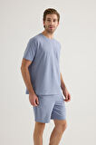 Erkek Pamuklu Kısa Kollu Pijama Üstü