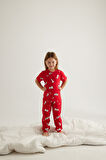 Kız Çocuk Pamuklu Kısa Kollu Uzun Pijama Takımı