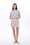 Kadın Viscose Kısa Kollu Şortlu Pijama Takımı