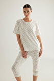 Kadın Pamuklu Kapri Pijama Altı