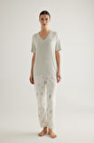 Kadın Kısa Kollu Uzun Pijama Takımı